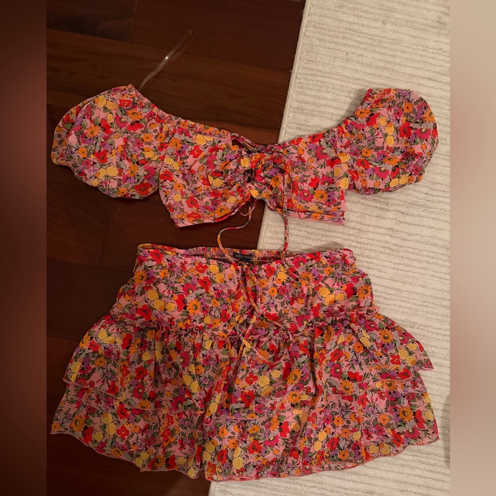 Matching floral skirt and top set